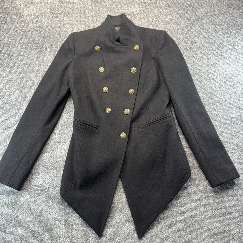 TROYSMITH for D Women's Small Black Military Wool Blend Tailcoat Jacket